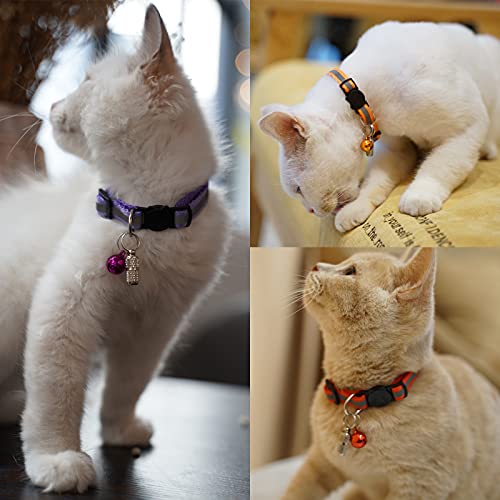 Extodry 14 Pack Set Kitten Collars Breakaway with Bells,Reflective Safety Cat Collar,Ideal for Puppy, Girl Boy Cats,with Name Tag,Adjustable for Small Animal,Pet Supplies(12 Colors & 2 ID Tags) - size: Kitten 6''-9'' (with 2 ID Tags)