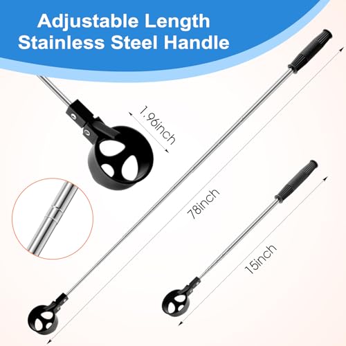 Lounsweer Egg Grabber for Chicken Eggs,15.7-76inch Extendable Stainless Steel Egg Picker Tool with (1pcs Extended Handle&1pair Non-Slip Gloves) for Picking from Coop Poultry Nest Farm Use (Blue) - color: Blue