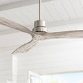 52" Delta DC Nickel and Gray 3 Blade Indoor Ceiling Fan with Remote | Wing Style Modern Silver Wood Damp Rated for Patio Exterior House Home Porch Gazebo Garage Barn 6" - size: Includes 6" Rod