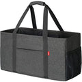 LHZK Standing Extra Large Utility Tote Bag with Metal Wire Frame and the Sides Rinforced, Extra Large Tote Bag with Handle, Reusable Grocery Bags Foldable, Beach Bag, Car Tote (Grey) | Metal Wire Frame - color: Dark Gray, size: 22.5''x10.5''x12''-1 Pack