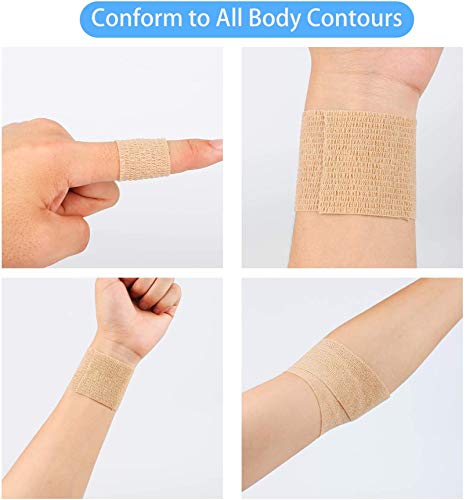 24 Packs Self Adherent Cohesive Wrap Bandages 2'' Wide, 5 Yards, First Aid Tape,Elastic Self Adhesive Tape,All Sports Athletic Tape, Non-Woven Bandage,Breathable Wound Tape,Skin Colour Athletic Tape - size: 24 Count (Pack of 1)