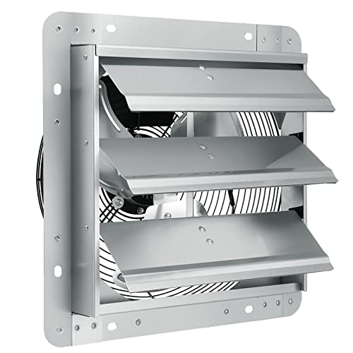 VEVOR 12 Inch Shutter Exhaust Fan Wall Mounted 1347 CFM Automatic Louvers, Sturdy Steel Housing, Low Noise, AC Motor, Ventilation and Cooling for Attic, Garage, Barn, Greenhouse, Workshop, Silver - size: 12 Inch