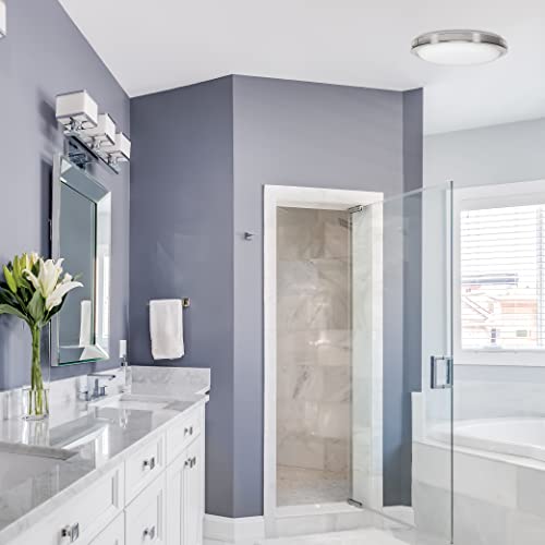 Homewerks 7105-07 Bathroom Fan with LED Light Ceiling Mount Exhaust Ventilation Silent 2.5 Sones 100 CFM, Decorative Brushed Nickel Trim - color: 100 CFM Brushed Nickel