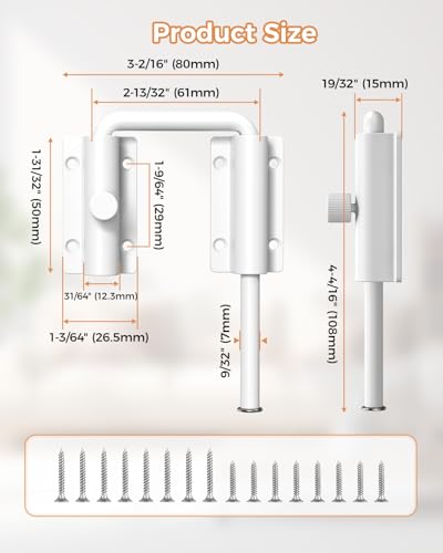 Sliding Door Loop Lock, Multi-Angle Barn Door Lock, White-4 PCS | Aluminum Alloy, U-Shaped Loop Latch for French/Fences/Windows/Screen/Patio Sliding Doors - color: White-4 PCS