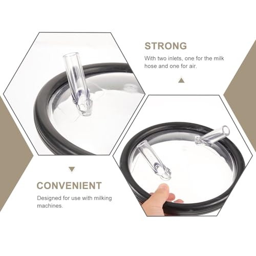 SUPVOX Transparent Milk Bucket Lid Milking Machine Bottle Lid with Two Inlets for Hose and Air Replaceable Milk Bucket Cover for Cow Milker Machine Leak-Resistant Replacement 7.87 X 7.87 X 3.14 in