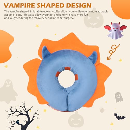 IEUUMLER Inflatable Recovery Dog Collar, Protective Donut Cone, Adjustable Soft Collar for Dog and Cat After Surgery Prevent from Biting & Scratching EU002 - Blue Demon M - color: Blue Demon, size: Medium (Neck:8''-10'')