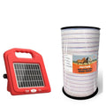 Solar Electric Fence Charger 5 Mile + Electric Fence Tape for Livestock 1640ft 3/4"
