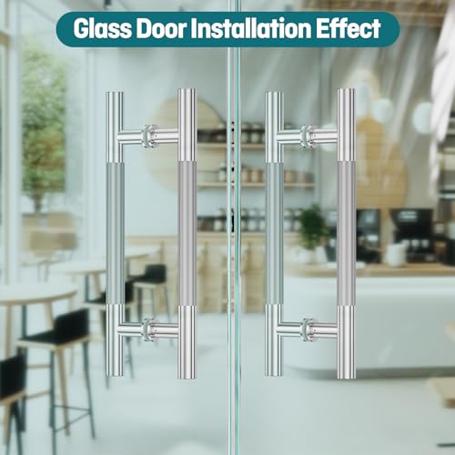 Ranbo 18" Knurled Door Pull Handle, 12" (305mm) CTC, Polished Chrome | Heavy Duty 1.5mm 304 Stainless Steel, Back to Back Pull Handles for Interior, Shower, Barn, Commercial Doors, Enhanced Grip - size: 18 Inch