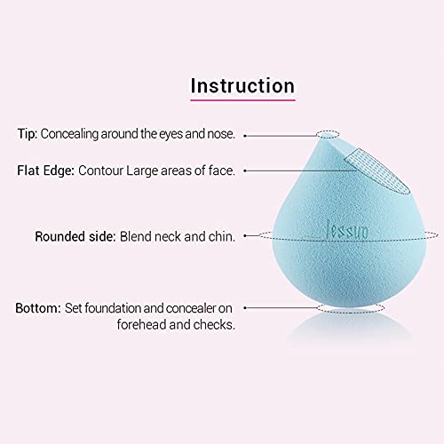 Jessup Makeup Sponge, Latex-free Bud Shape Foundation Blending Sponge SP002 | Minimal Product Absorption, Long-Lasting Shape, Wet & Dry Use, Flawless Blending for Foundation, Concealer, Powder and Cream - color: B.Shell Pink 1-pc