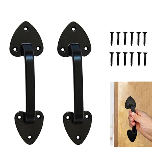 Heavy Duty Barn Door Handles, 7.5 Inch Cast Iron Gate Handles, Black Rustic Gate Pull for Outdoor Gate, Shed & Sliding Barn Door, with Mounting Screws 2 Pack - size: 7.5Inch - 2Pack