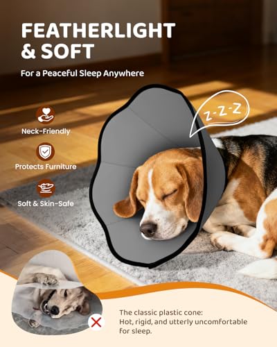 MIDOG Dog Cone Collar After Surgery, Soft Dog Cone Alternative to Stop Licking,Adjustable Elizabethan Recovery Cones for Small to Large Sized Dogs - color: Grey, size: L