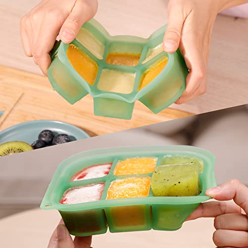 haakaa Silicone Baby Food Tray - Breastmilk Homemade Baby Food Mold - Baby Fresh Food Freezer Tray - Ice Cube Tray - - 4m+ Baby Toddler Kid - Pea Green - color: Pea Green, size: Medium