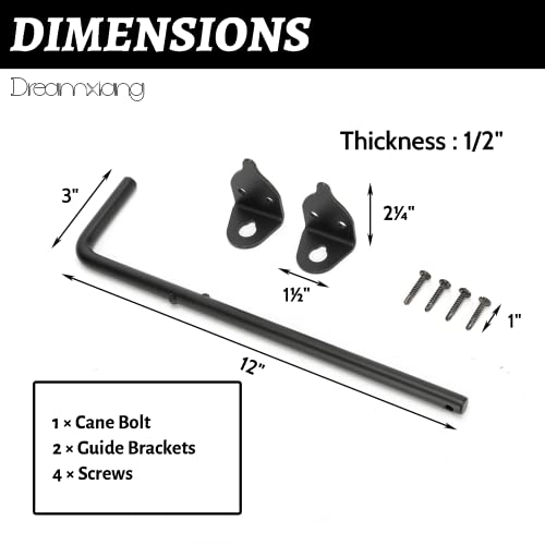 12" Heavy Duty Cane Bolt Gate Drop Rod Fence Hardware Ground Latch Stopper | for Wood/PVC/Vinyl/Metal Fences Gates, Double Doors, Black Solid Steel -1 Pack - color: 1 PACK, size: 12 Inch