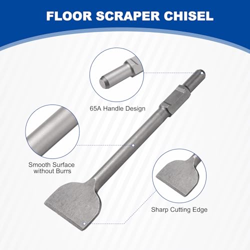 HARFINGTON 65A Shank Floor Scraper Chisel 16.1" x 3.94" Steel Jack Hammer Chisel Bit for Electric Demolition Gardening Landscaping Digging Cutting - size: 16.1" x 3.94"