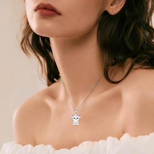 Cute Goat Necklace for Women - 925 Sterling Silver Goat Zirconia Heart Pendant Necklace Jewelry Gifts for Goat Animal Lovers