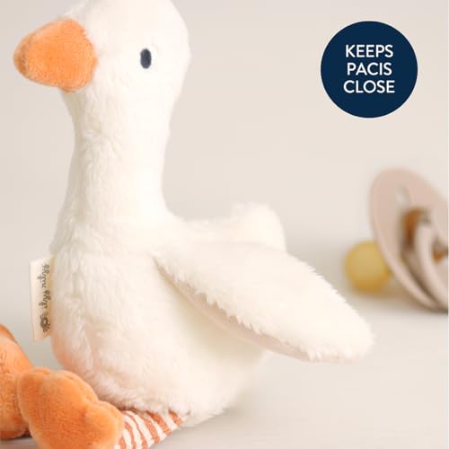 Itzy Ritzy Pacifier & Lovey Set - Natural Rubber Pacifier with Plush Goose | Natural Rubber Pacifier with Detachable Bear Lovey, Soft Cotton Fabric, Large Vent Holes, and Soothing Comfort for Babies - color: Goose