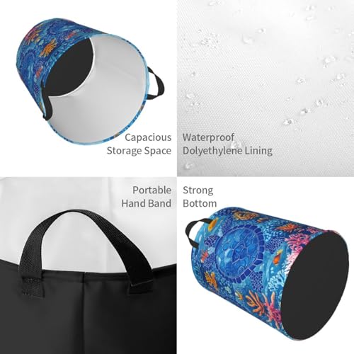 Laundry Basket Turtles Collapsible Large Capacity,63L Dirty clothes basket Durable Lightweight Hamper With Handles Ideal For Clothes,Toys Home Organization size19.6"L x 15.7"W - color: turtles