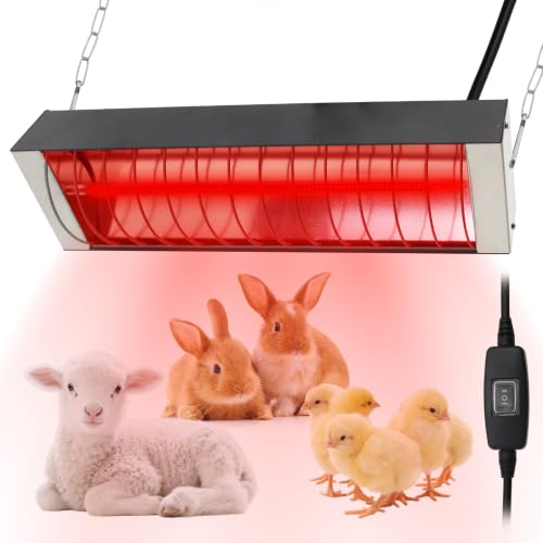 330W Chicken Coop Heater Plate Carbon Fiber Tube Chicks Brooder Heat Lamp | Adjustable 2-Level Temperature and Hanging Height Brooder Heater Lamps for Chicks Poultry Brooding