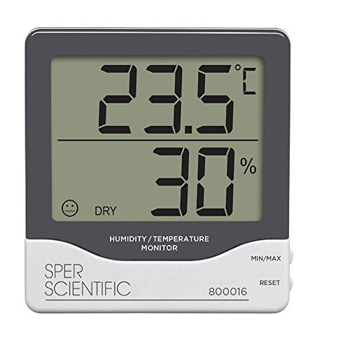 Sper Scientific Digital Humidity Temperature Monitor 800016 - Indoor Outdoor Hygrometer Thermometer with Large Dual Display & Min/Max Tracking for Labs, Greenhouses, Warehouses & More - 2 pc - size: 2 Pack