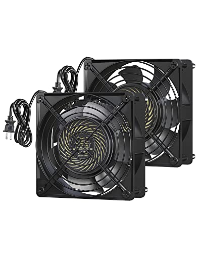 DEWENWILS 2 Pack 120V AC Fan Waterproof Exhaust Fan 120mm 18W 2850RPM 90CFM | DIY Cooling Fan for Refrigerator, Computer Case, Compressor Engine, Generator, UL Listed, Black - size: 120mm×38mm, style: 2 pack