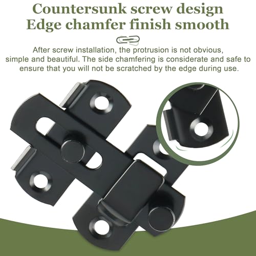 Alise 2 pcs Flip Latch Gate Latch,3 inch Stainless Steel Barn Door Lock,Anti-Theft Lock,Safety Door Lock for Wooden Fence,Matte Black Finish MS9003B-2P | Heavy Duty Gate Hardware ,Security Flip Latch,Anti-theft Latch for Barn Wood Fence Sliding French Doo