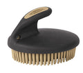 Weaver Equine Palm-Held Fine Curry with Small Rubber Bristles, Black/Beige - color: Black/Beige