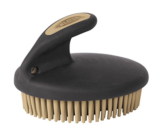 Weaver Equine Palm-Held Fine Curry with Small Rubber Bristles, Black/Beige - color: Black/Beige