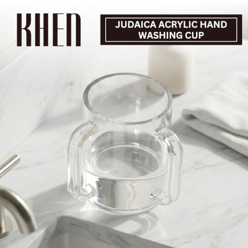 Khen Judaica Acrylic Hand Washing Cup for Netilat Yadayim with Dual Handles - 5" Clear Unbreakable Plastic Negel Vasser Wash Cup for Everyday & Passover Seder, Shabbat, Shul, Synagogue & Home (Clear) - color: Clear