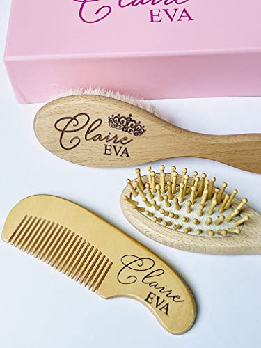 Personalized Wooden Baby Brush Set | Wooden Baby Brush and Comb Set| Personalized Baby Gift | Personalized Baby Gift Girls Girls | Princess Crown
