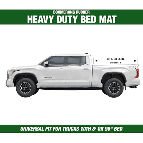 Multi-Purpose Heavy-Duty Rubber Mat, Bed Liner for 8 Foot Long Truck Beds, Made in The USA, 100% Recycled Rubber, Weather Resistant, Will Not Crack, Workshop Floor Protection