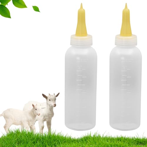 Lamb&Goat Feeding Bottle 2Pcs 500ml Lamb Nipple and Bottle Reusable Small Animal Care Milk Bottle for Farm Supplies