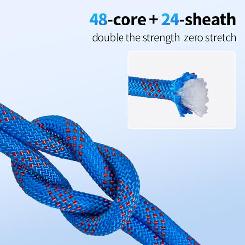 100Ft 1/2 Inch Heavy Duty Climbing Rope,Arborist Rope for Tree Pulling (Blue) - size: 100ft-Blue-1/2