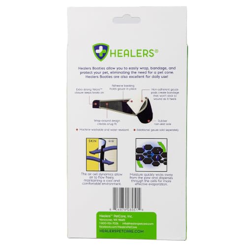 Healers PetCare Medical Dog Boot, Single, No Gauze, X-Large | Single bootie, gauze sold separately, breathable knit, non-slip rubber sole, adjustable Velcro strap - size: X-LARGE