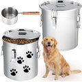 Lounsweer 2 Pack Stainless Steel Dog Food Storage Container with Lid and Locking Clamp Metal Airtight Container Large Stainless Steel Bucket with Food Scoop for Pet Feed(12 L) - size: 12 L