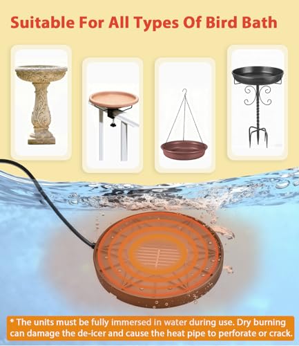 Bird Bath Heater, 70W De-Icer Submergible Deicer Birdbath Water Heater Thermostatic Control Power Saving for Birdbath Farm Livestock Drinking Outdoors in Winter - color: 70W De-Icer