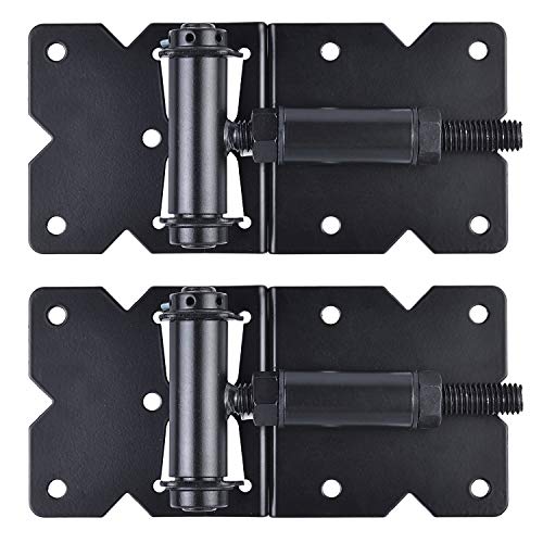 Self Closing Gate Hinges Heavy Duty, 90 Degree Adjustable, 2 Pcs | Heavy duty gate hinges fence hinges for Wooden/Vinyl/PVC Fences, with installation screws and swing adjuster tool, black - color: Black(1pcs)