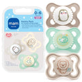 MAM Pacifier 0-6 Months Variety Pack, BPA-Free, Silicone Nipple, 3 Pack - color: Pale Mint/Cotton/Shell, size: 3 Count (Pack of 1)