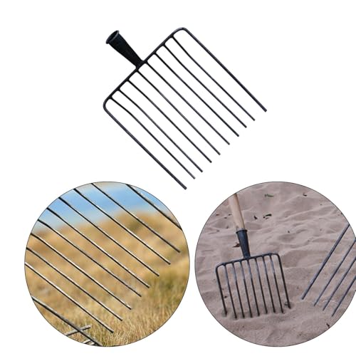 Steel Pitchfork Replacement Head, 10-Tooth Agricultural Manure Fork for Gardening and Stall Cleaning, Without Handle - color: 10 Teeth
