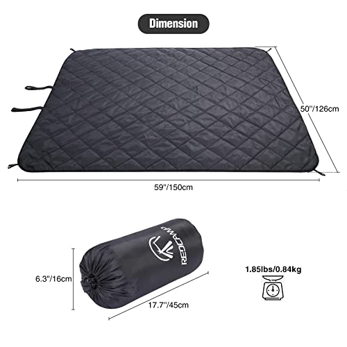 REDCAMP Large Outdoor Blanket 59"x50" Sherpa Fleece Lining, Black | Cold Weather Warm Thick Outdoor Blanket Comfy Foldable & Windproof for Camping Stadium,Car,Picnics,Pet,Trip,Machine Washable - color: Black&grey/50"x59"