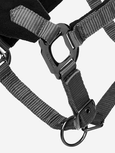LeMieux Vogue Fleece Headcollar - Halter & Leadrope - Extra Padding, Adjustable at Curb and Poll Strap - color: Black / Grey, size: cob