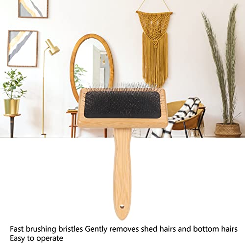 Sheepskin Wool Brush, Sheepskin Wool Wire Brush with Hole Cushion, Macrame Slicker Comb Pet Slicker Brush with Wood Handle for Grooming, Removing Shedding and Dirt (L) - size: L