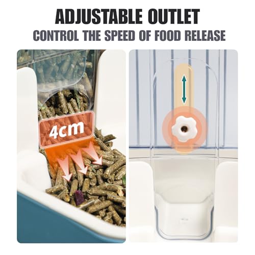 Automatic Pet Food Water Dispenser, Auto Gravity Pet Feeder Water Bottle Set for Crate, Feeding Station for Small Dog Cat Rabbit Guinea Pigs Chinchilla Ferret Hedgehog (Gray) - color: Gray