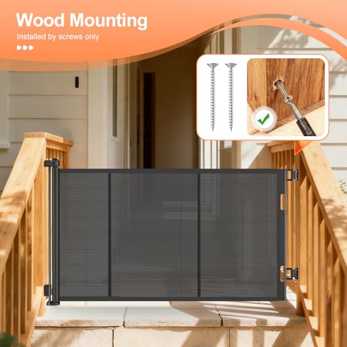 EZIGO Retractable Baby Gates Replacement Parts for 55/71 inch Dog Gate | Full Set Wall Mounting Accessories Including Brackets, Latches, Screws for Extra Wide Baby Gate Retractable Dog Gate, Black - color: Black, size: Small