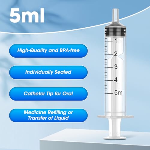5ml Syringe Without Needle, Syringe with Cap, 30 Pack Individually Wrapped | Clear Scale Markings, Smooth Plunger Movement Enable Accurate Measurement and Controlled Liquid Dispensing - style: 5 ml Luer Slip