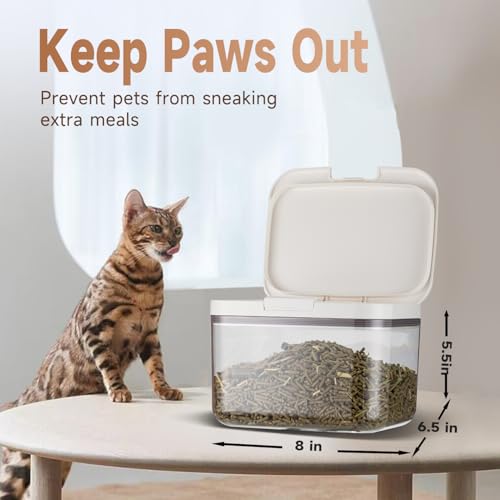 LivLab Mker 5 lb Airtight Dog Food Storage Container with Scoop, White | Airtight pop-lock lid with measuring cup; clear BPA-free bin stores dry dog or cat food, treats, rice, or flour. - color: (D980)-2.8L