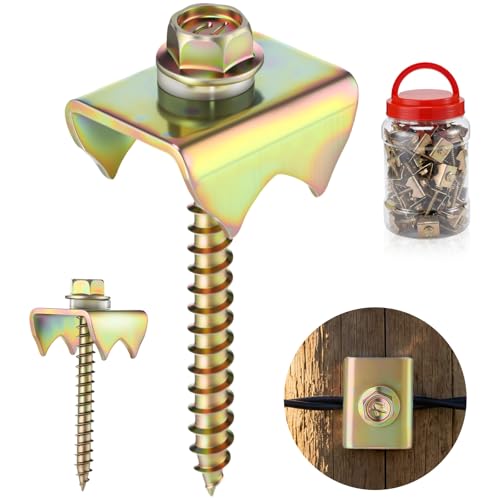 170 Pcs 2 Inch Fence Staples for Wire Reusable Barbed Fence Fasteners Nails with Storage Bucket for Mesh and Woven Fencing, Metal Grid, Softwood, Quick Installation with Electric Drill - size: 2 Inch