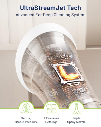 Ear Wax Removal, Self-Collecting Electric Flush Kit, White | Safe Ear Cleaner with Overheat Shutoff, One-Hand Operation, 4 Pressure Modes, Showerproof IPX7, FSA-HSA, Home Use - color: White