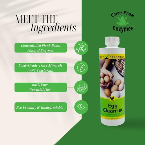 CareFree Enzymes Egg Washer & Egg Cleaner — Natural Enzyme Egg Wash for Fresh Farm Eggs, Safe for Backyard Chickens & Homesteads, 33.9 oz