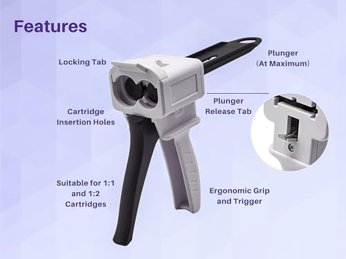 1 PCS Dispenser Gun, 50ml Dispensing Gun Kit，1:1 | Including cylinder and nozzle，Impression Mixing Dispensing Dispenser AB Gun 1:1 (50ML-1:1)