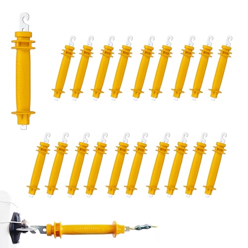 Electric Fence Rubber Gate 20 Pack - Electric Fence Spring Handles Insulated Plastic Handle for Garden Farm Heavy Stamped Steel Hook, Yellow - size: 20 pcs